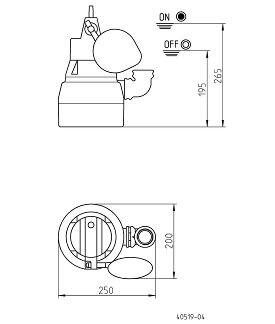 dimensions and switching points float switch mm