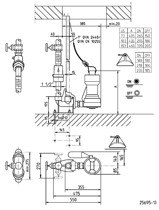 dimensions and switching points with gr 40 mm